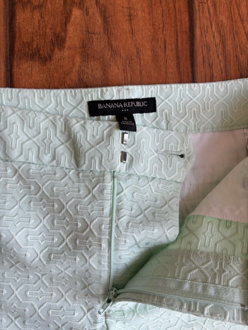 Banana Republic Shorts Bundle Sz 8 Textured Mint + White Eyelet Tailored Shorts - Picture 7 of 12